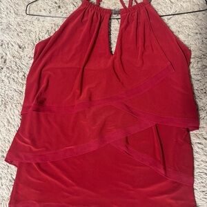 White House Black Market Red Layered Blouse